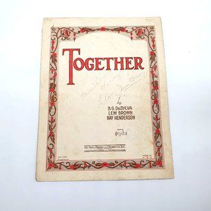 Vintage Sheet Music 1928 Together Piano Vocal Ukulele Classic Edition